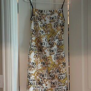 NWT!!! Versace COUTURE  signature yellow black dress 36 or XS S Authentic $950
